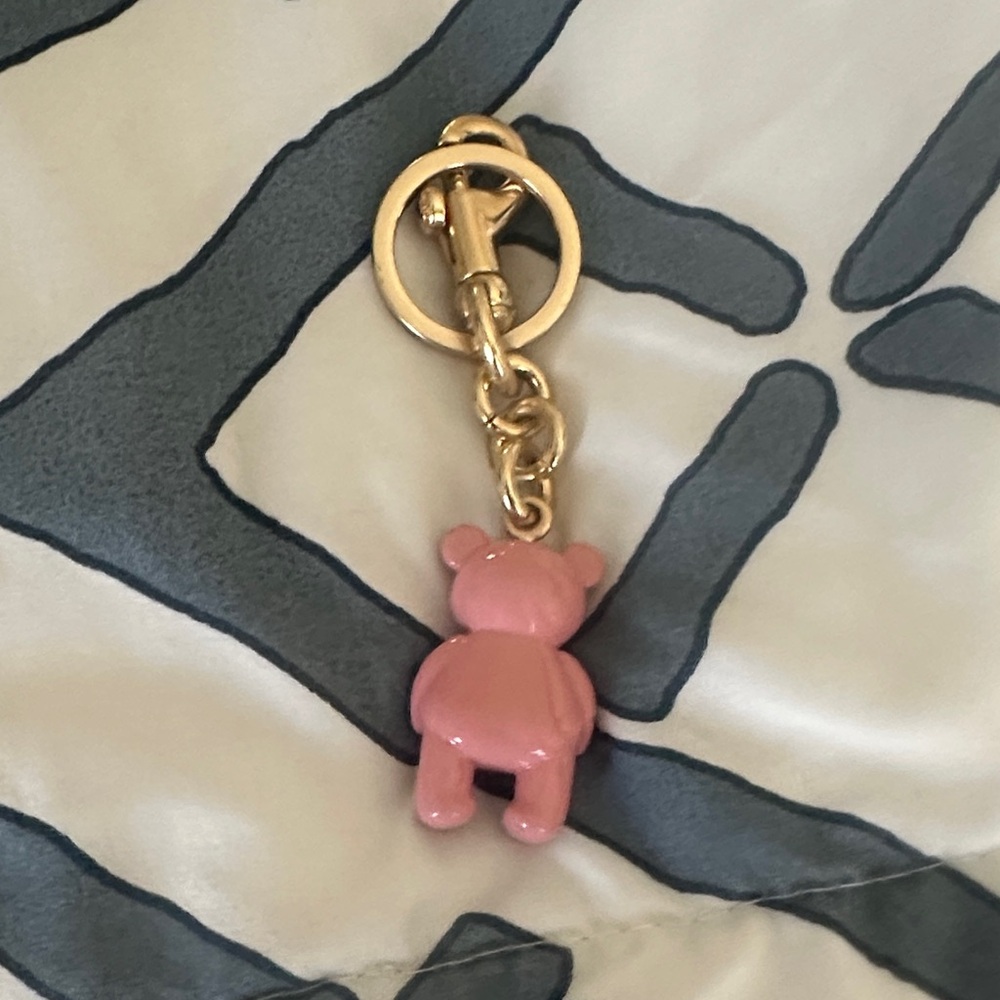 Coach Pink Bear Keychain with Gold Hardware - Picture 3 of 4